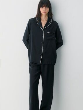 Aritzia Nightside Black Satin Pajama Bottoms Pants